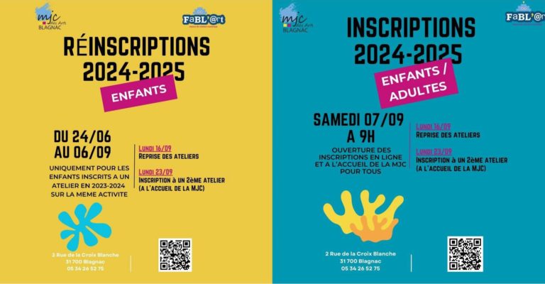 Affiche Réinscriptions Enfants et Inscriptions Enfants et Adultes 2024 2025 (Publication Instagram)